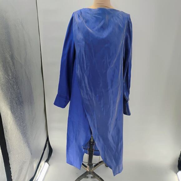 Goretty Medina Indigo Body Con Dress Asymmetry Ruffles Copa Cabana Party Sz M - Picture 1 of 14